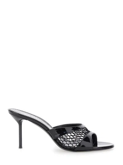 PARIS TEXAS BLACK MULE WITH MESH DESIGN AND STILETTO HEEL