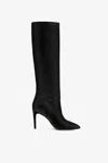 Paris Texas Arrow Toe Stiletto Boots In Black Leather In Black