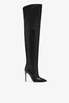 Paris Texas Black Nappa Leather Stiletto Over The Knee Boots In Black
