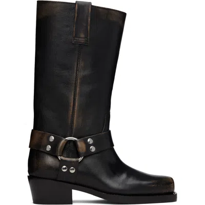 Paris Texas Roxy Studded Leather Knee Boots In Black