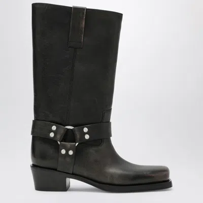 PARIS TEXAS BLACK ROXY BOOT IN BRUSHED LEATHER