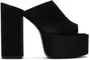 Paris Texas Black Mules With Oversized Platform In Silk Woman In Black