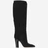 Paris Texas Alizze Suede Pointed-toe Knee-high Boots In Black