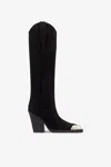 Paris Texas Black Suede Texan Boot In Black