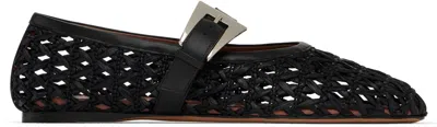 PARIS TEXAS BLACK SVEVA BUCKLE BALLERINA FLATS