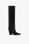 Paris Texas Jane Knee-high Leather Texan Heel Boots In Black