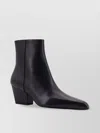 Paris Texas Block Heel Ankle Boots With Pointed Toe In Black