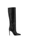 Paris Texas Arrow Toe Stiletto Boots In Black Leather In Black