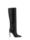 Paris Texas Arrow Toe Stiletto Boots In Black Leather In Black