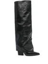 Paris Texas Black Jane Fold Over Tall Boots In Black