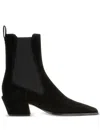 Paris Texas Ankle Boots In Black Calf Suede Leather In Black