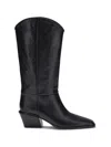 Paris Texas Western Style Leather Knee Length Boots In Black