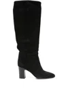 Paris Texas Suede Leather Block-heel Boots In Black
