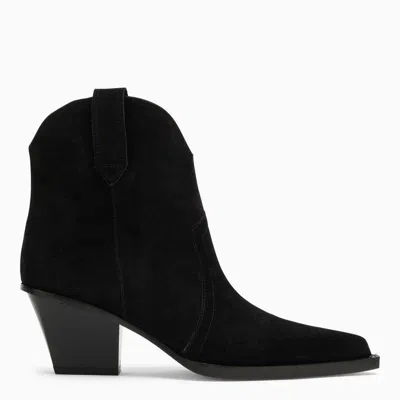Paris Texas Sedona Suede Ankle Boots In Off Black