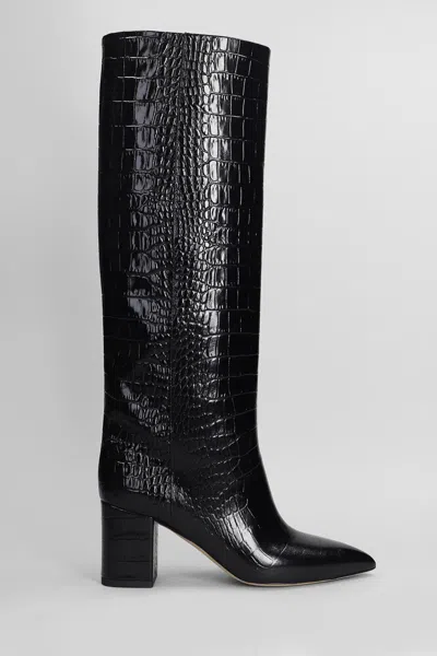 Paris Texas Black 80 Mock Croc Leather Boots