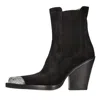 Paris Texas Pointed Ankle Boots In Smooth Off-black Suede Leather In Nero Neri E Grigi
