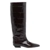 Paris Texas Boots In Ebony Croco-embossed Leather In Brown