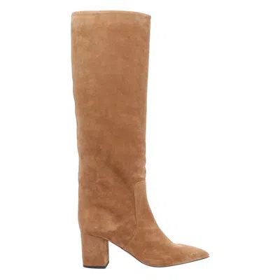 Paris Texas Suede Ankle Boots Block Heel In Brown