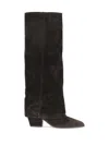 Paris Texas Jane Folded Suede Knee Boots In Brown