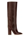 Paris Texas Anja Croco Block-heel Knee Boots In Brown