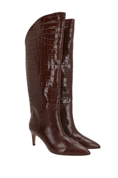 Paris Texas 105mm Crocodile-effect Knee Boots In Brown