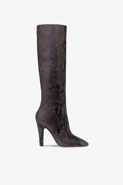 Paris Texas Boots In Ash Printed Python Leather. In Multi