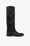 Paris Texas Boots In Black Calf Leather With Croco-embossed Details