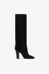 Paris Texas Boots In Black Calf Suede Leather