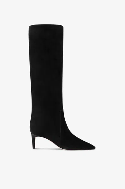 Paris Texas Boots In Black Calf Suede Leather