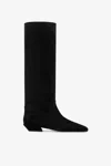 Paris Texas Boots In Black Calf Suede Leather. In Black