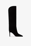 Paris Texas Boots In Black Calf Suede Leather. In Black