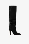 Paris Texas Boots In Black Calf Suede Leather. In Black
