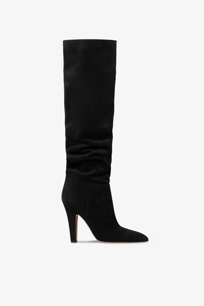 Paris Texas Boots In Black Calf Suede Leather.