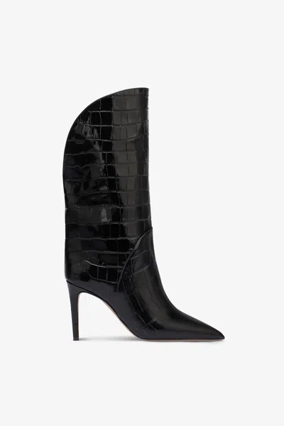 Paris Texas Boots In Black Croco-embossed Leather