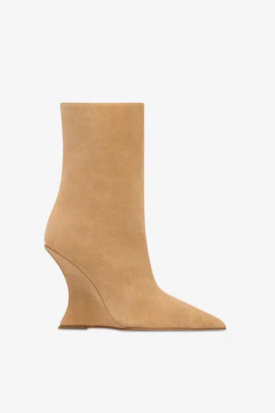 Paris Texas Boots In Caramel Suede Leather In Neutral