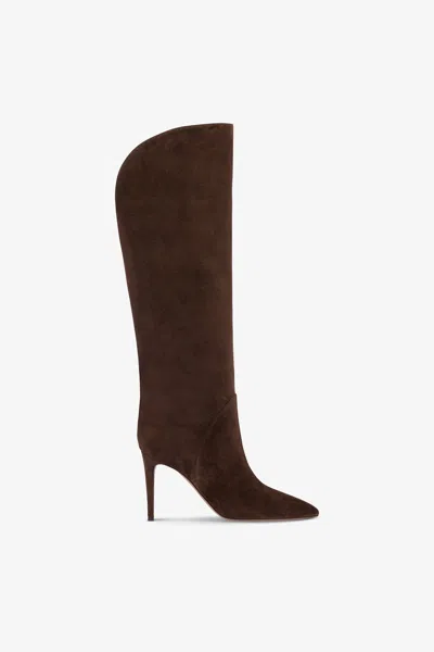 Paris Texas Boots In Chocolate Suede Leather In Brown