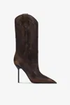 Paris Texas Boots In Ebony Brushed Leather. In Black