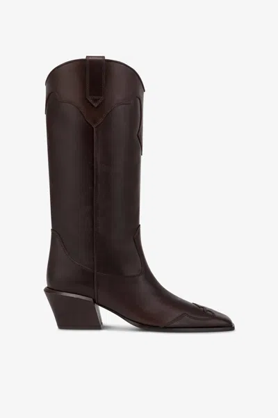 Paris Texas Boots In Ebony Calf Leather. In Black