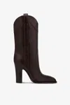 Paris Texas Boots In Ebony Calf Leather. In Burgundy