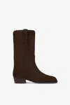 Paris Texas Boots In Ebony Calf Suede Leather