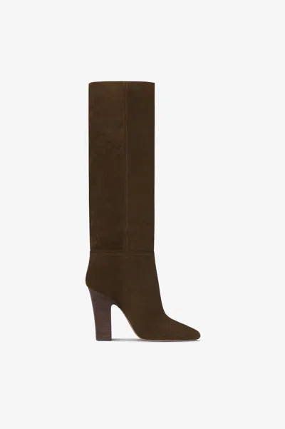 Paris Texas Boots In Ebony Calf Suede Leather