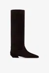 Paris Texas Boots In Ebony Calf Suede Leather. In Black