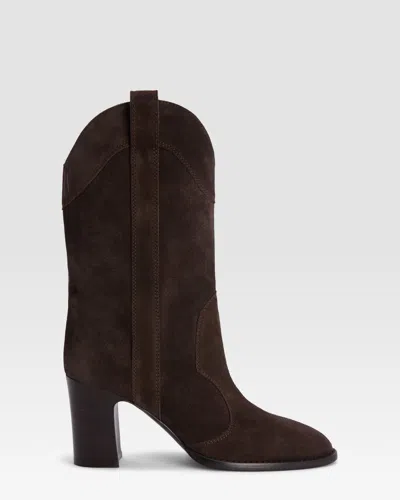 Paris Texas Boots In Ebony Calf Suede Leather In Black
