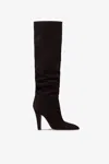 Paris Texas Boots In Ebony Calf Suede Leather. In Brown