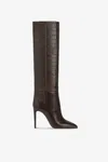 Paris Texas Boots In Ebony Croco-embossed Leather