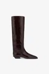 Paris Texas Boots In Ebony Croco-embossed Leather In Brown