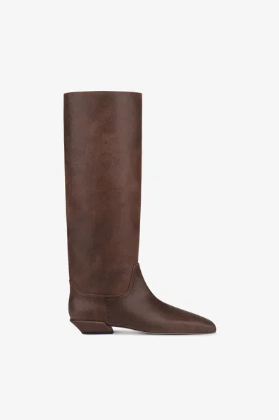 Paris Texas Boots In Ebony Vintage-effect Calf Leather