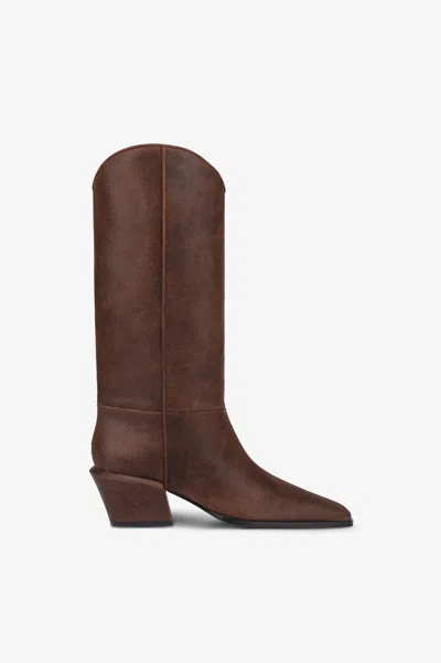 Paris Texas Boots In Ebony Vintage-effect Calf Leather