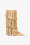 Paris Texas Jessie 75 Fringed Suede Boots In Ecru