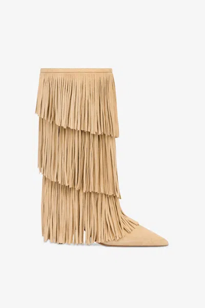 PARIS TEXAS BOOTS IN ECRU SUEDE LEATHER